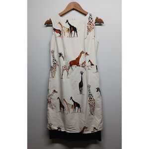 WD.NY Mini Dress Women Size 4 Cream Animal Print Giraffes Sleeveless Party